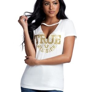 True Religion Women's Cut Out V Tee